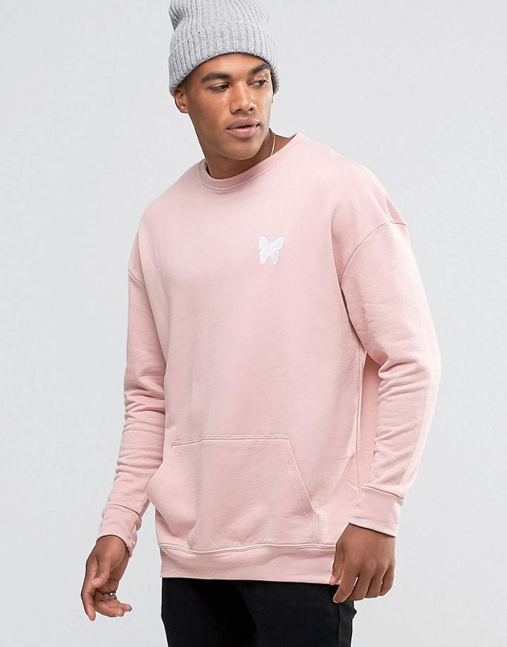 Good For Nothing Sweatshirt With Drop Shoulder - Pink