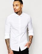 Asos Skinny Shirt In White With Curve Collar - White