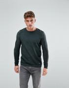 Solid Sweatshirt In Oil Wash With Knitted Rib Sleeves - Black