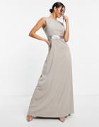 Missguided Bridesmaid Bow Back Maxi Dress In Gray-grey
