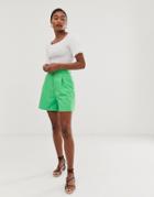 Asos Design Mom Shorts In Green - Green