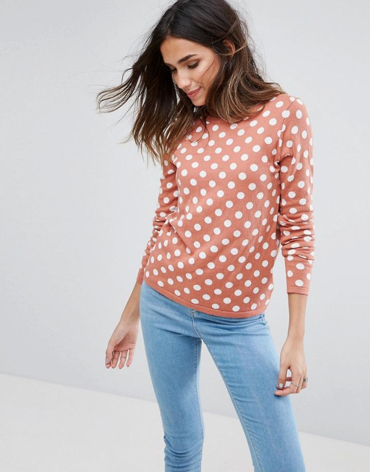 Vero Moda Spotty Long Sleeve Top - Pink