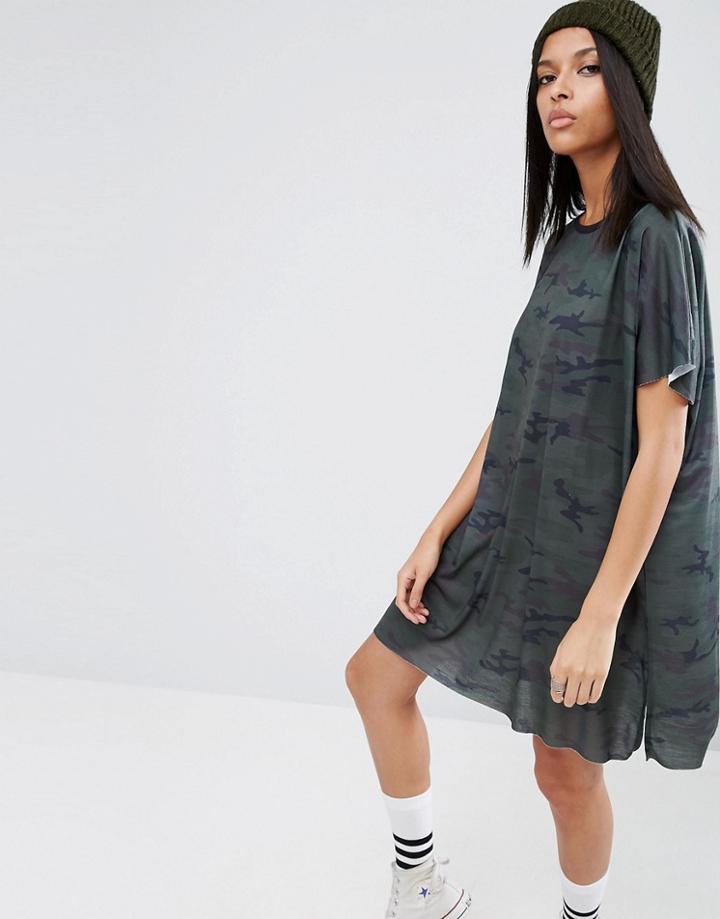 Asos Camo Slouch T-shirt Dress - Multi