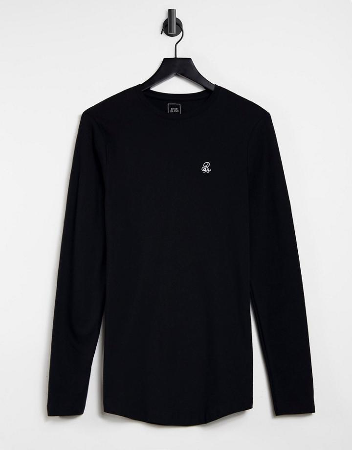 River Island Long Sleeved T-shirt In Black