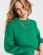 Asos Design Oversized Sweater In Textured Stitch In Green