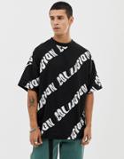 Collusion Oversized Printed T-shirt In Black - Black