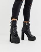 Simmi London Kam Black Chunky Lace Up Boots - Black