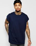 Asos Super Oversized Sleeveless T-shirt In Navy - Total Eclipe
