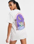Hnr Ldn Angel Back Print T-shirt In Oversized-grey