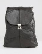 Reclaimed Vintage Leather Pushlock Mini Leather Backpack - Black