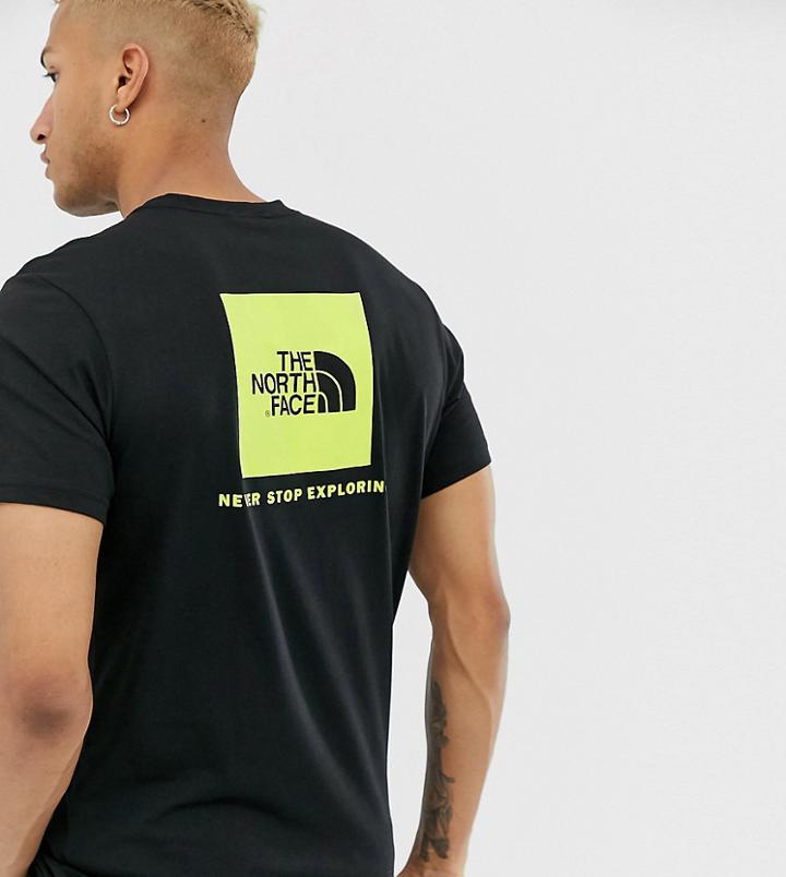 The North Face Red Box T-shirt In Black/yellow Exclusive At Asos
