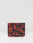 Smith And Canova Card Holder In Animal Red - Black