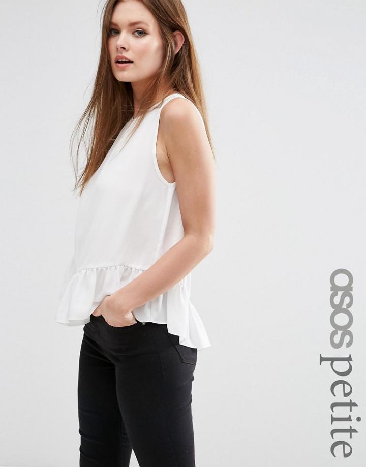 Asos Petite Tiered Tank With Drop Armhole - Ivory