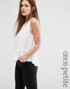 Asos Petite Tiered Tank With Drop Armhole - Ivory