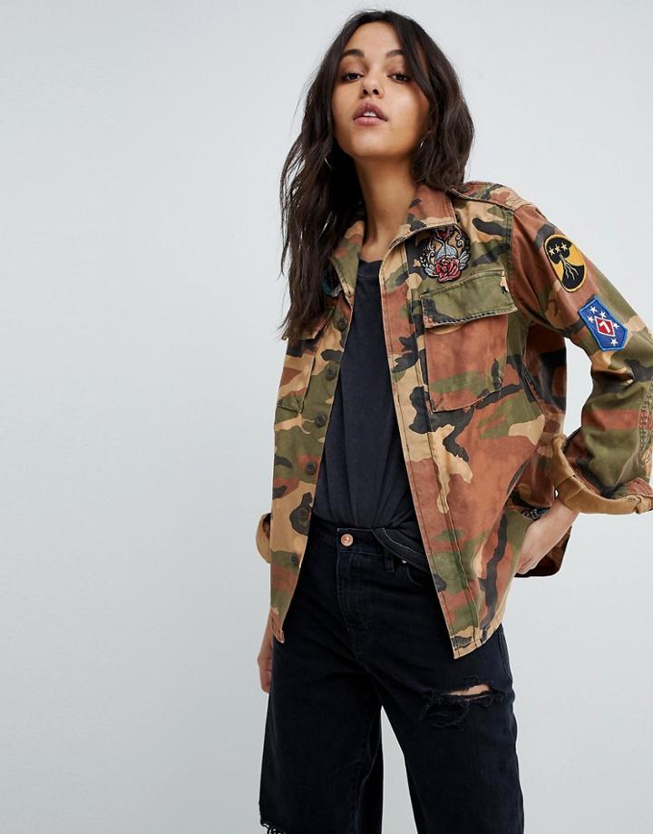 Replay Camo Jacket With Patches - Multi