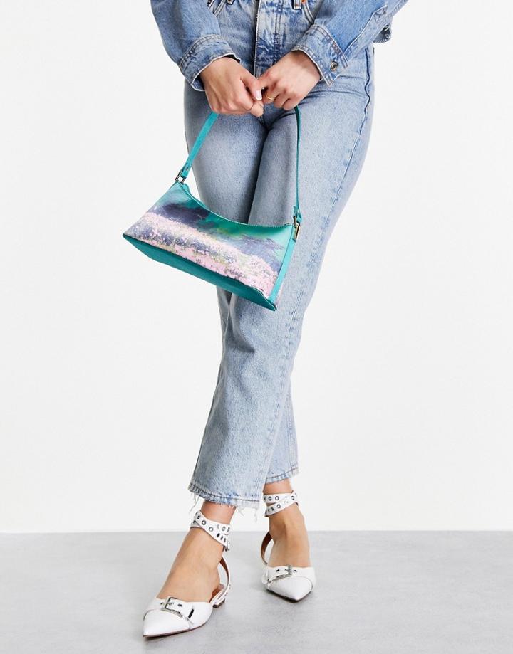 Asos Design Lance Buckle Ballet Flats With Eyelets In White Croc