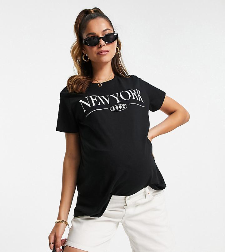 Asos Design Maternity T-shirt With New York Graphic Print In Black