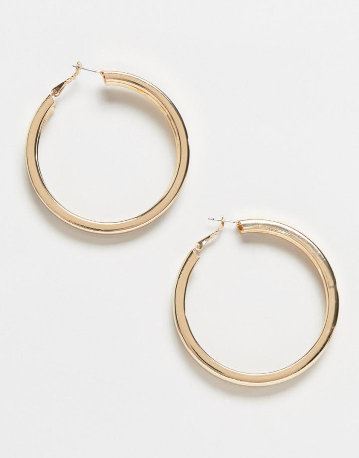 Asos Design Large Tube Hoop Earrings In Gold - Gold