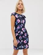 Qed London Tulip Dress In Floral Print - Multi