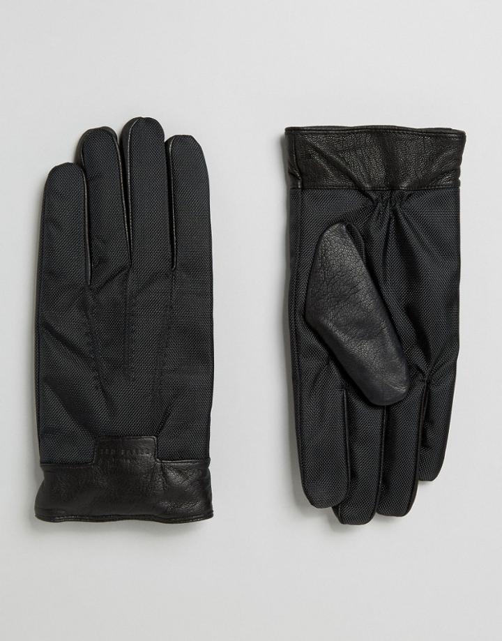 Ted Baker Gloves With Leather Cuff - Black