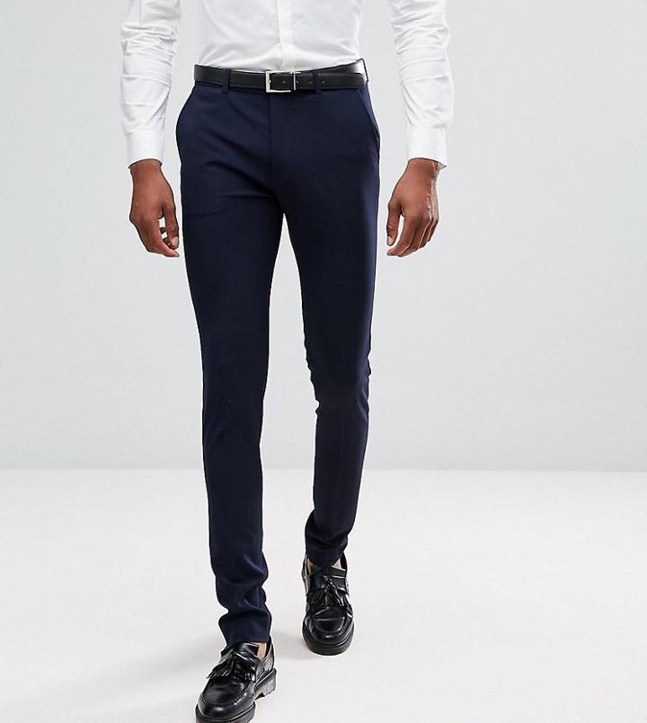 Asos Design Tall Super Skinny Smart Trousers In Navy - Navy