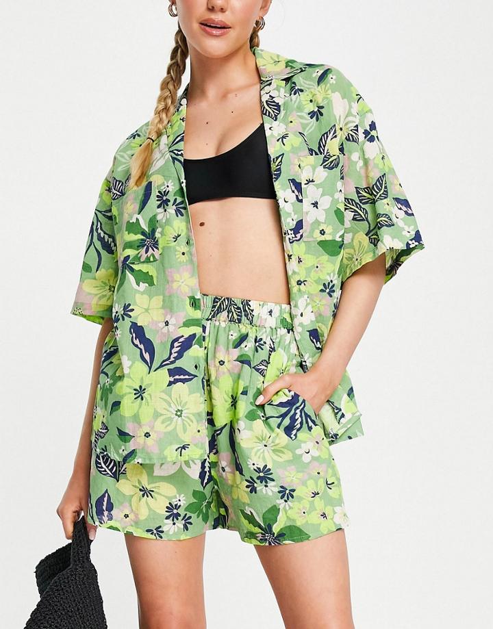 Topshop Hawaiian Shirt And Shorts Beach Resort Set In Multi
