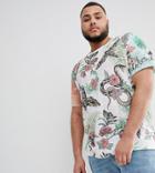 Asos Design Plus Relaxed T-shirt With All Over Floral Insect Print - Multi
