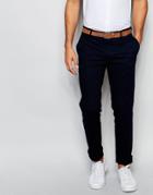 Vito Super Skinny Cotton Suit Pants - Navy