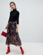 B.young Floral Midi Skirt-multi