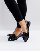 Miss Kg Flat Bow Patent Loafer - Black