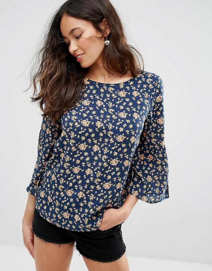 Vero Moda Floral Peplum Sleeve Top - Multi