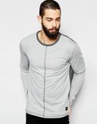 Only & Sons Sweatshirt With Dropped Hem & Center Seam - Light Gray Marl