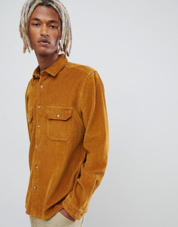 Asos Design Cord Overshirt In Mustard - Yellow
