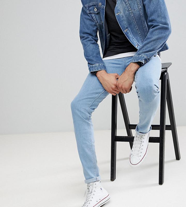 Asos Tall Skinny Jeans In Flat Light Wash - Blue