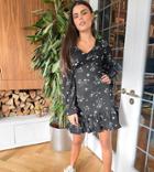 River Island Petite Long Sleeve Frill Hem Floral Mini Dress In Black