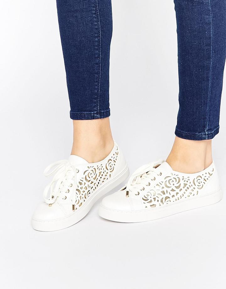 Carvela Jemm Laser Cut Sneakers - White Synthetic