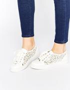 Carvela Jemm Laser Cut Sneakers - White Synthetic