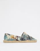 Asos Design Espadrilles In Green Hawaiian Print-stone
