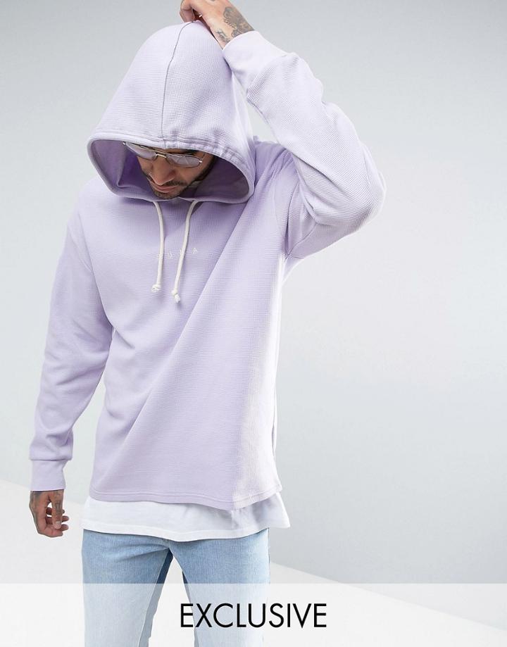 Puma Waffle Oversized Hoodie In Purple Exclusive To Asos - Purple