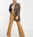 4th & Reckless Petite Satin Waistband Tailored Pant In Camel-neutral