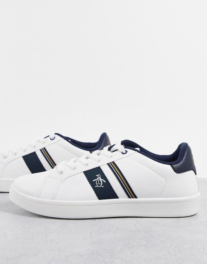 Original Penguin Side Stripe Retro Sneakers In Off White