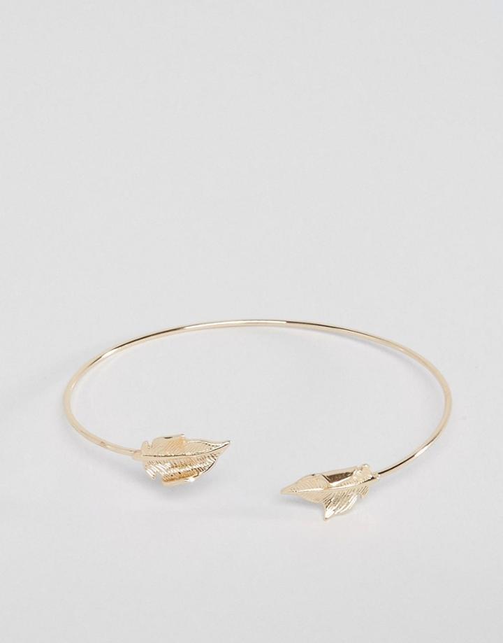 Ashiana Leaf Detail Cuff Bracelet - Gold Brass