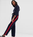 Only Tall Side Stripe Wide Leg Pants - Navy