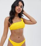 Missguided Crinkle Bikini Bottoms In Yellow - Yellow