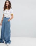 Daisy Street Wide Leg Pants In Cord - Blue