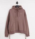 Collusion Unisex Oversized Hoodie In Brown With Ruched Drawcord Detail - Part Of A Set