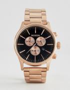 Nixon Sentry Chronograph Watch In Rose Gold - Gold