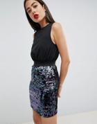 Ax Paris 2-in-1 Dress With Sequin Skirt - Black
