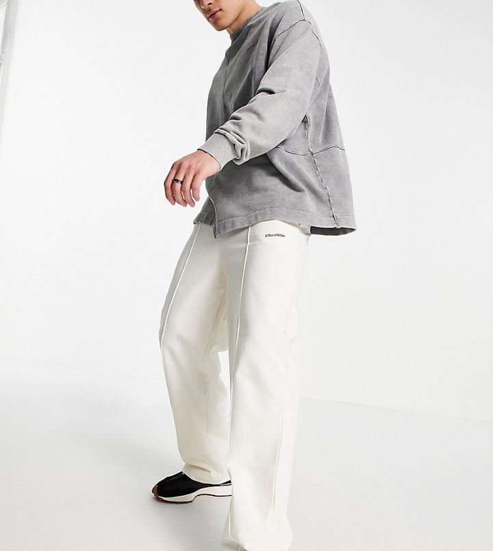 Collusion Relaxed Sweatpants In Ecru-white