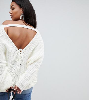Micha Lounge Curve Oversized Sweater With Back Detail - White